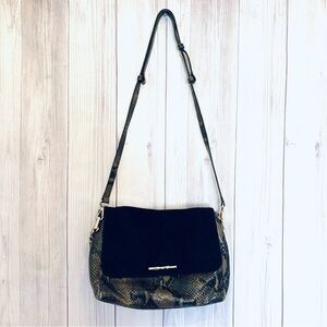Elaine Turner Snakeskin and Calf Hair Leather Crossbody Bag Purse Designer